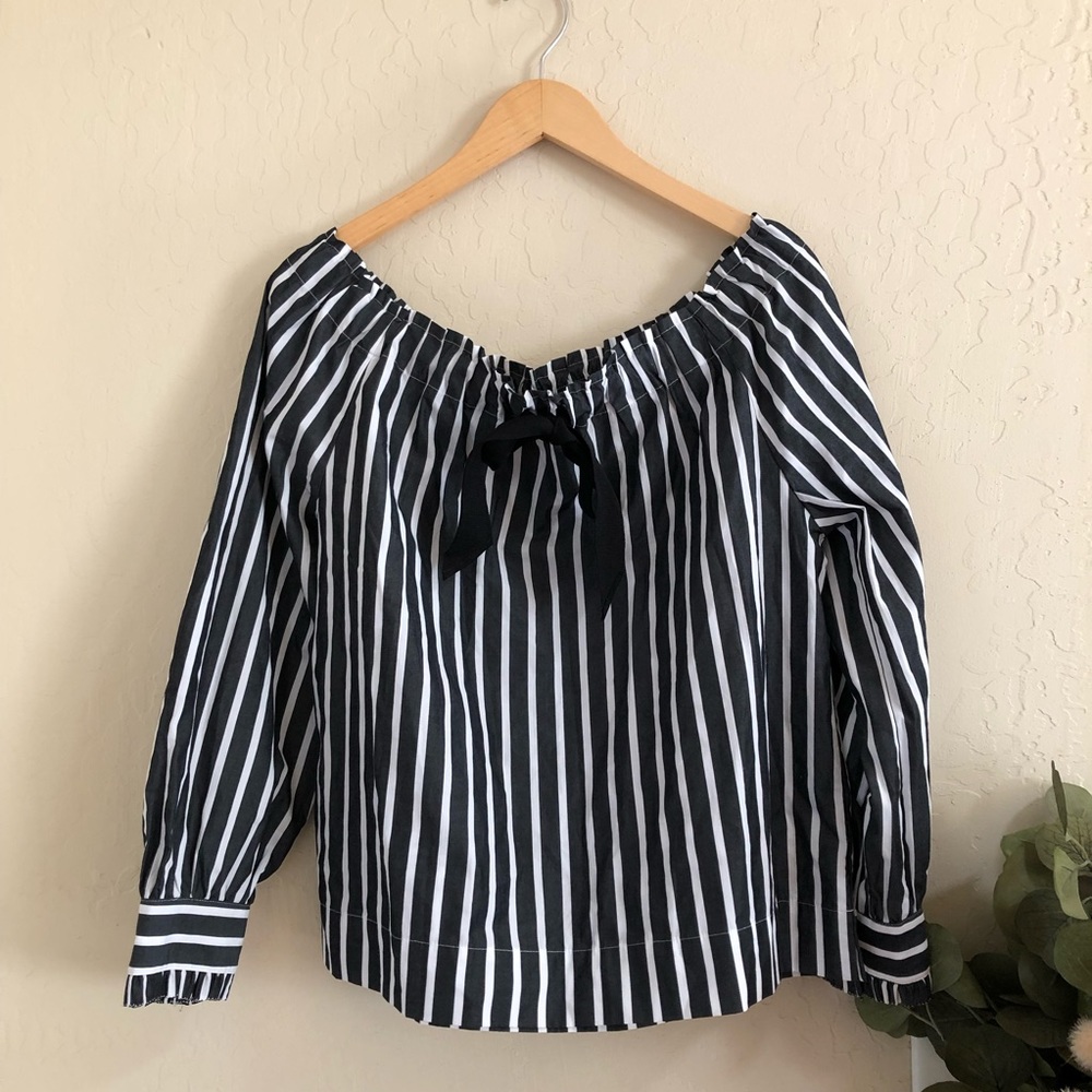J. Crew Off the Shoulder Striped Top